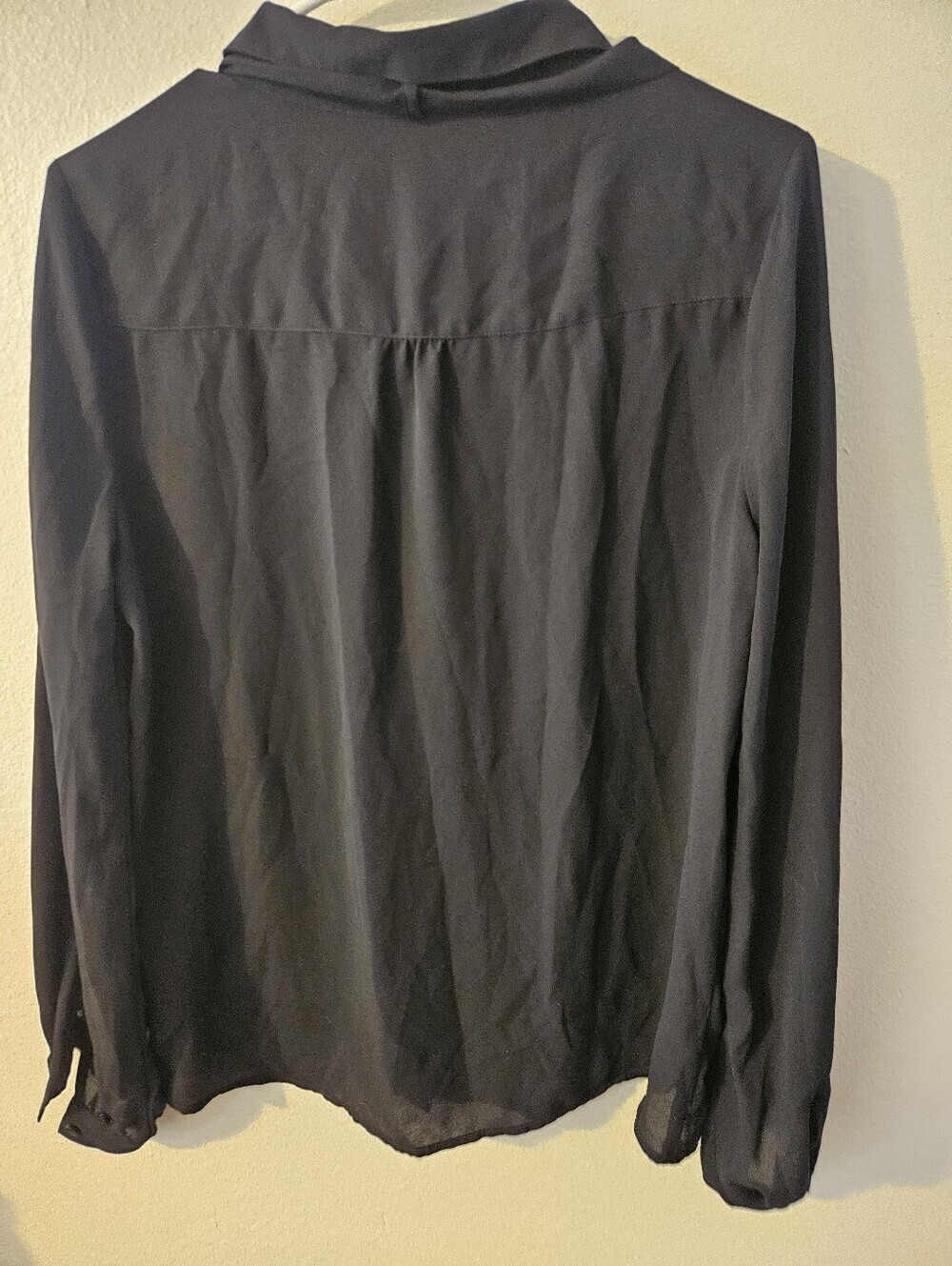 Express Womans Sheer Long Sleeve Black Blouse Size M - Picture 4 of 12
